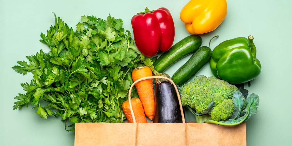 Raw organic green vegetables