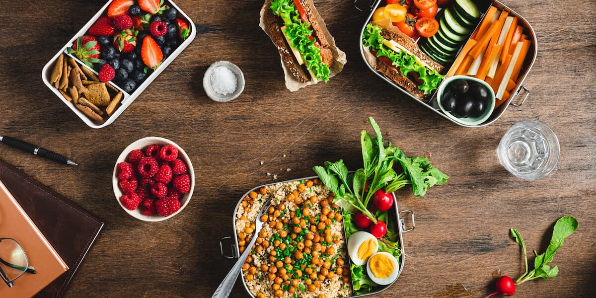 Healthy lunch in boxes