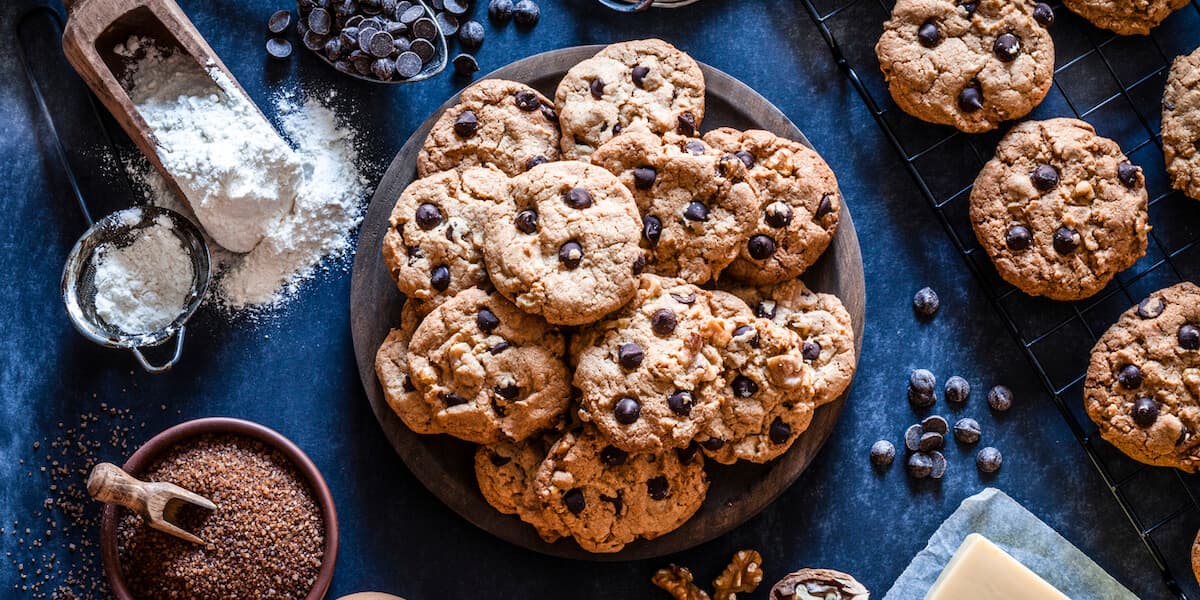 Preparing chocolate chip cookies