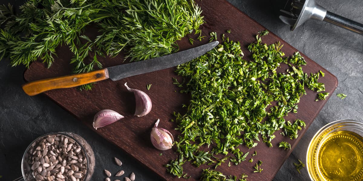 Cutting Carrot Greens